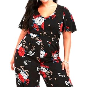 Torrid Black Floral jumpsuit Size 0